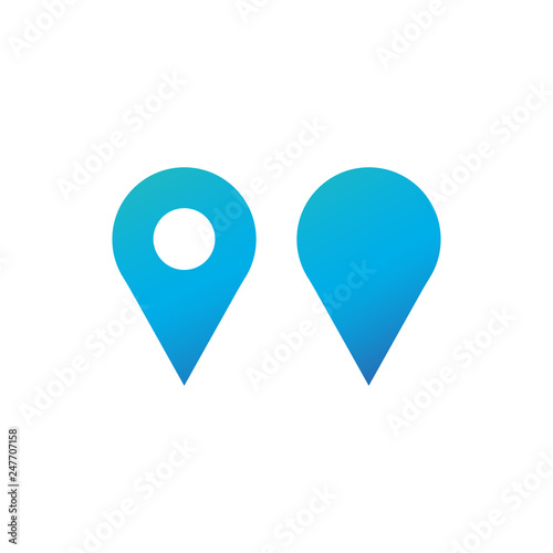location map pin sign blue icon. Vector illustration Isolated on white background.