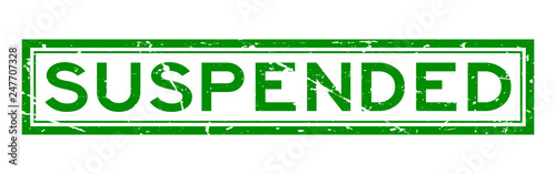Grunge green suspended word square rubber seal stamp on white background