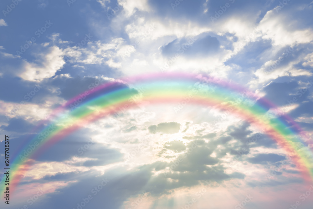 rainbow in cloudy sky