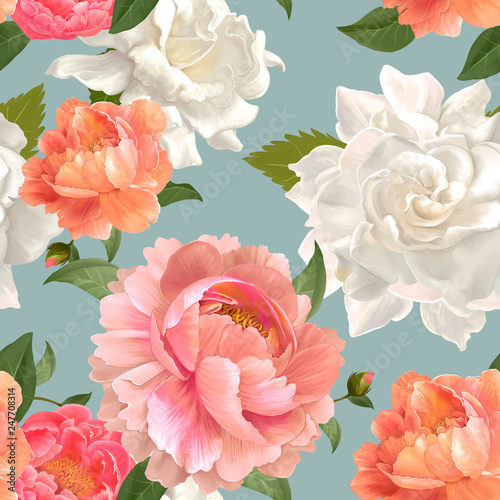 Peony patterned wallpaper
