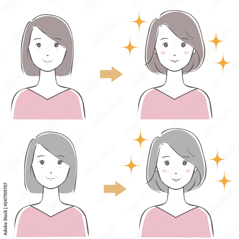 中年女性 ヘアスタイル変化 Stock Vector Adobe Stock
