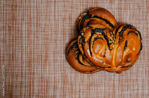 heart shaped buns with poppy seeds photo