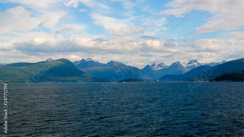 Landscape to Midfjorden, Sekken and Seteroya islands at Molde, Norway