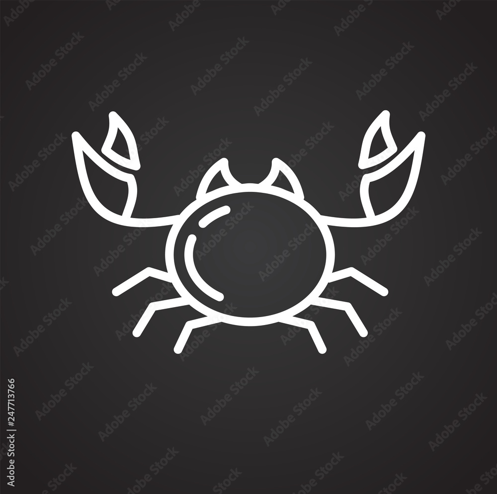 Seafood line icon on black background for graphic and web design, Modern simple vector sign. Internet concept. Trendy symbol for website design web button or mobile app Seafood line icon on black background for graphic and web design, Modern simple vector sign. Internet concept. Trendy symbol for website design web button or mobile app
