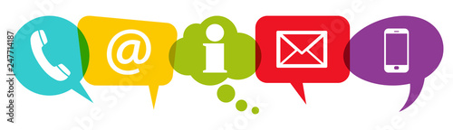colored speech bubbles with communication icons