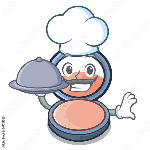 Chef with food blosh on the mascot dressing table