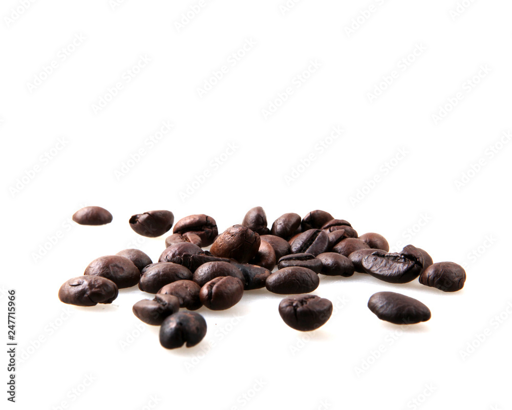 Roasted Coffee Beans Over White Background Roasted Coffee Beans Over White Background