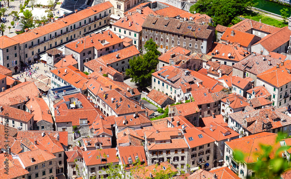 Top view of the old town in Kotor. Montenegro.