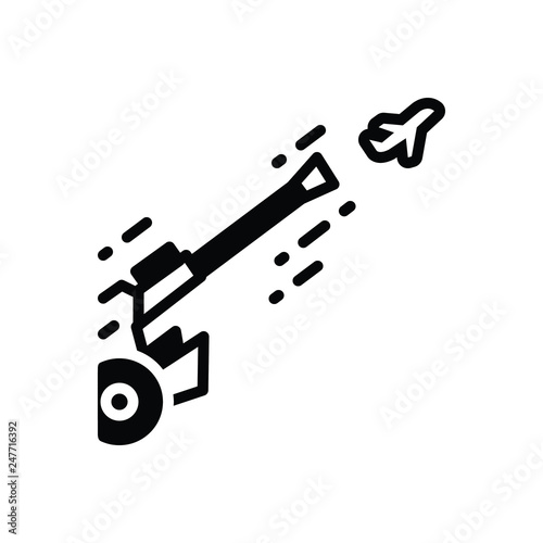 Black solid icon for antiaircraft 