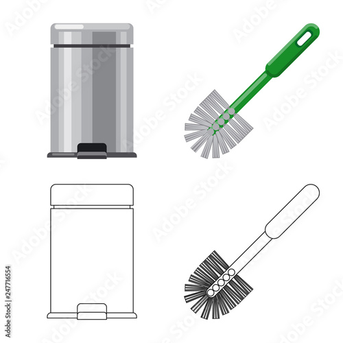 Vector design of cleaning and service symbol. Set of cleaning and household stock symbol for web.