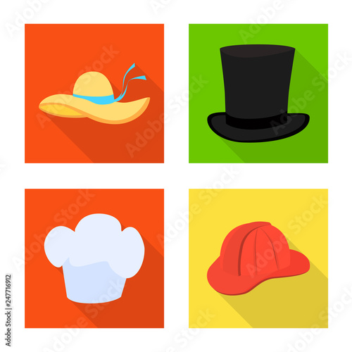 Isolated object of fashion and profession sign. Collection of fashion and cap vector icon for stock.