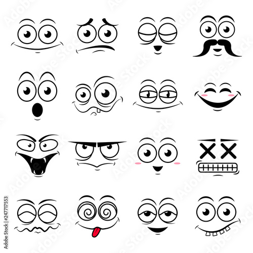 Set of cute happy smiley emoticons,vector illustration