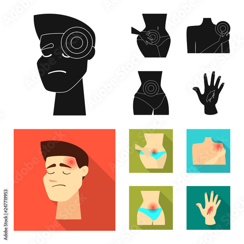 Vector illustration of hospital and rendering sign. Set of hospital and help stock symbol for web.