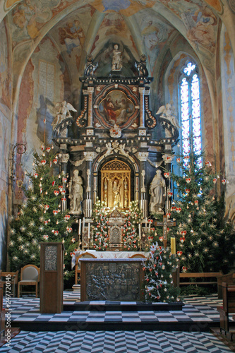 View of the altar in Christmas time