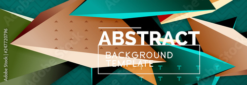 3d triangular shapes geometric background. Origami style pattern with triange shapes for decorative design. Poster design. Line design. Modern presentation template