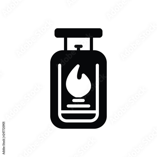 Black solid icon for gas flame