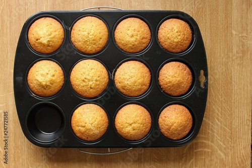 muffins on a plate. cookies in a box