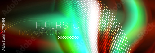 Fluid colors mixing glowing neon wave background, holographic texture