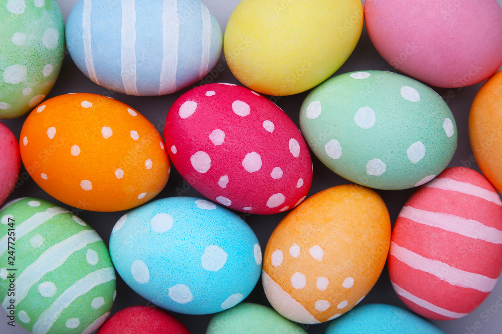 Colorful Easter eggs background, pastel, hand painted Colorful Easter eggs background, pastel, hand painted