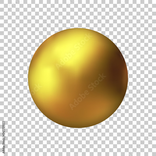 Realistic gold metal sphere, vector golden ball.