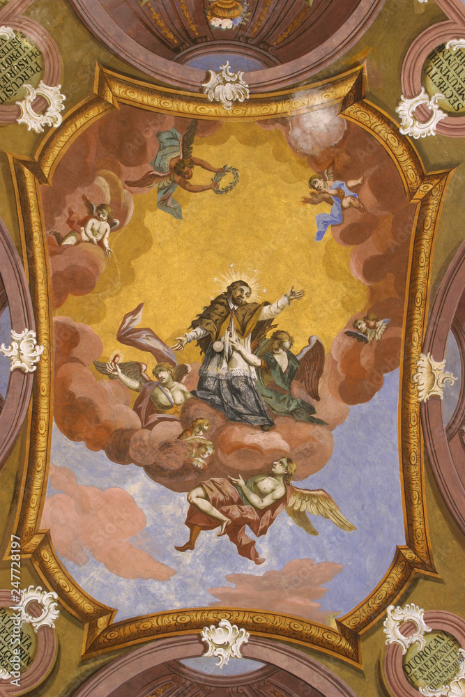 Obraz premium Saint John of Nepomuk on church ceiling