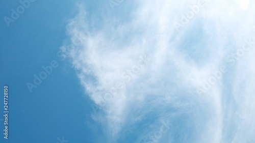 Blue bright sky with white clouds for background texture 