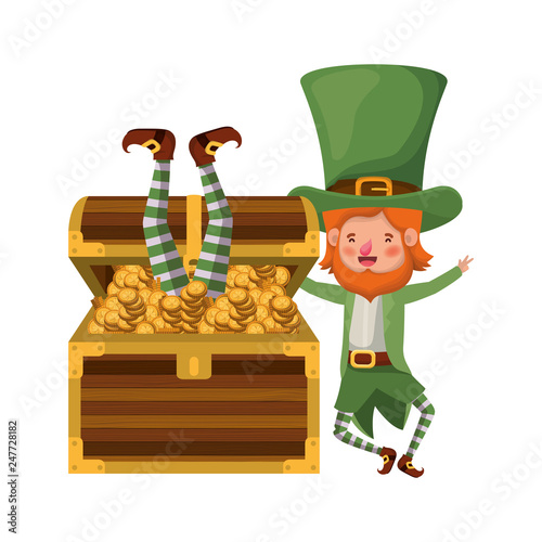 leprechauns with chest and coins character