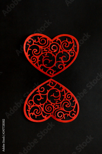 openwork red heart with floral ornament