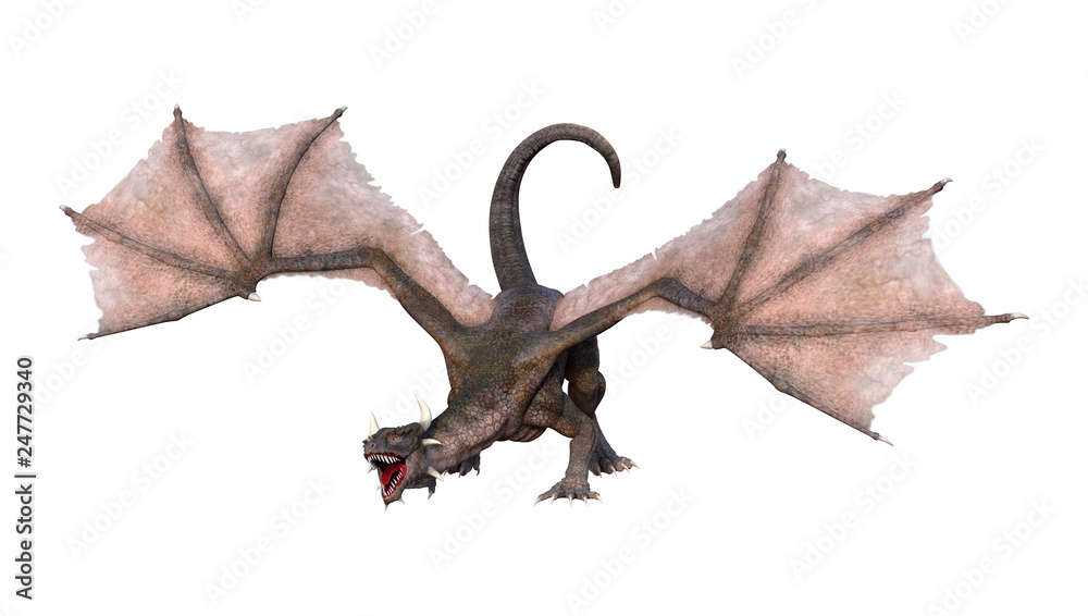 Fototapeta premium 3D Rendering Fairy Tale Dragon on White
