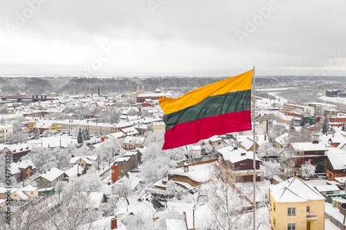 Obraz na plátne Lithuanian flag in the wind