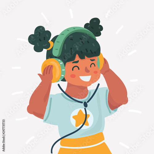 Cute little girl with headphones