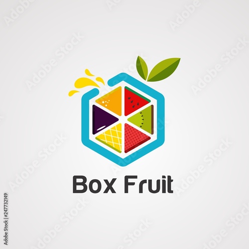 box fruit logo vector, icon, and element