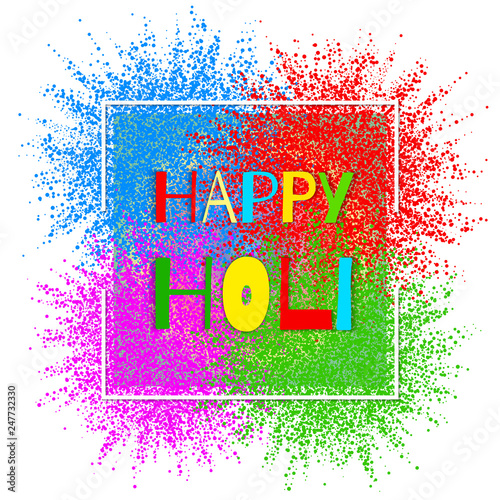 Colourful explosion for Happy Holi. Illustration of abstract colorful Happy Holi background. Indian Festival of Colours Happy Holi.