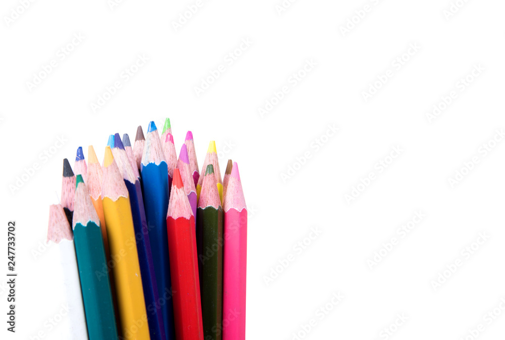 Close Up Of Color Pencils Isolated On White Close Up Of Color Pencils Isolated On White