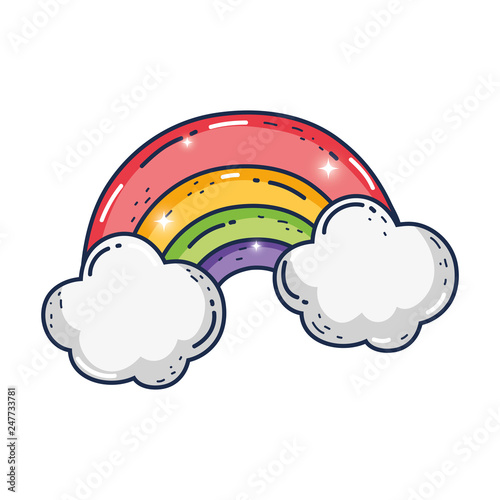 cute rainbow with clouds