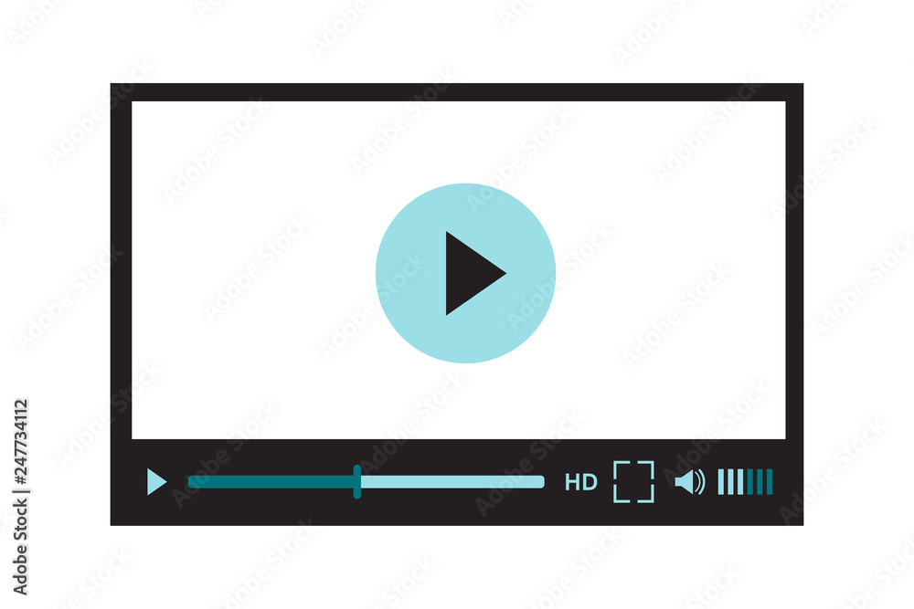Video player interface for web site design or mobile application. illustration on white Video player interface for web site design or mobile application. illustration on white