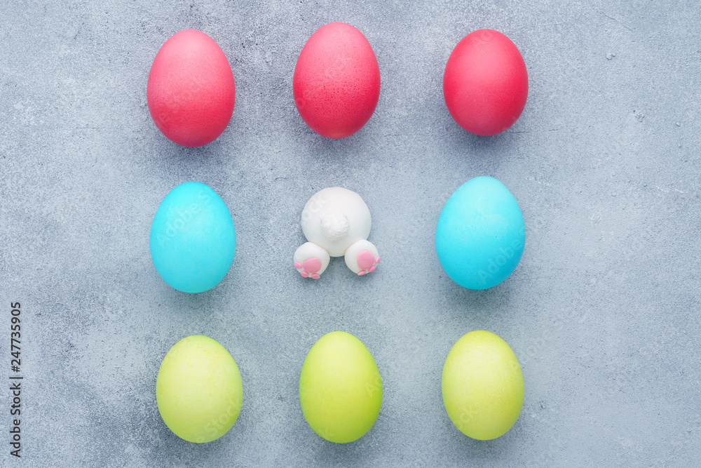 Set of painted eggs and funny bunny butt. Easter decoration. Set of painted eggs and funny bunny butt. Easter decoration.
