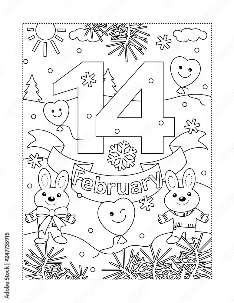 Valentine's Day coloring page for children or adults