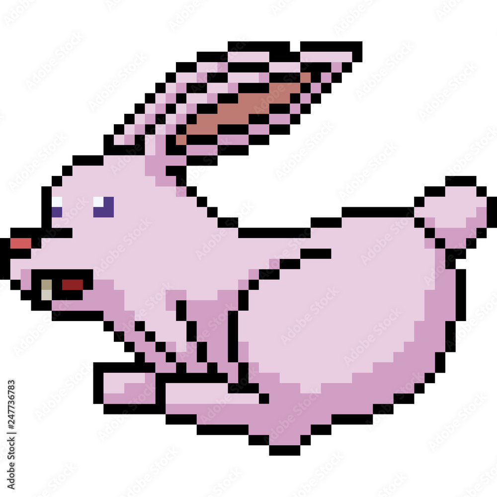 vector pixel art rabbit run