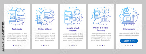Banking service onboarding mobile app page screen with linear co