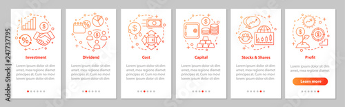 Financial management onboarding mobile app page screen with line