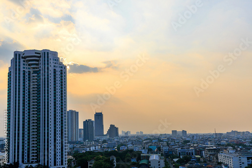 Bangkok cityscape. Bangkok night view in the business district. at twilight