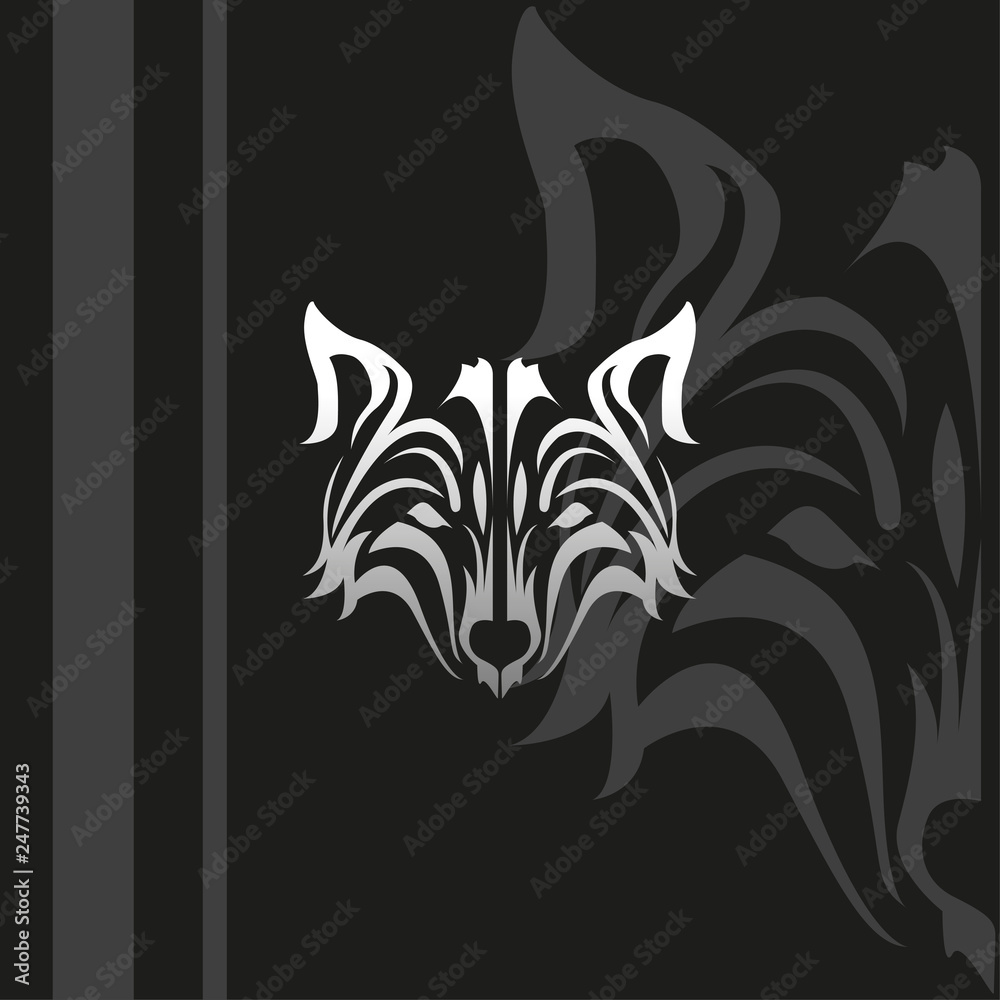 Fototapeta premium Wolf face tribal style, for decorative, t shirt, and many more