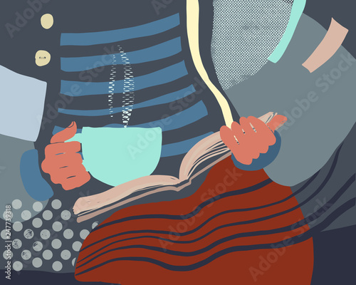 Vector Illustration Girl Is Reading A Book