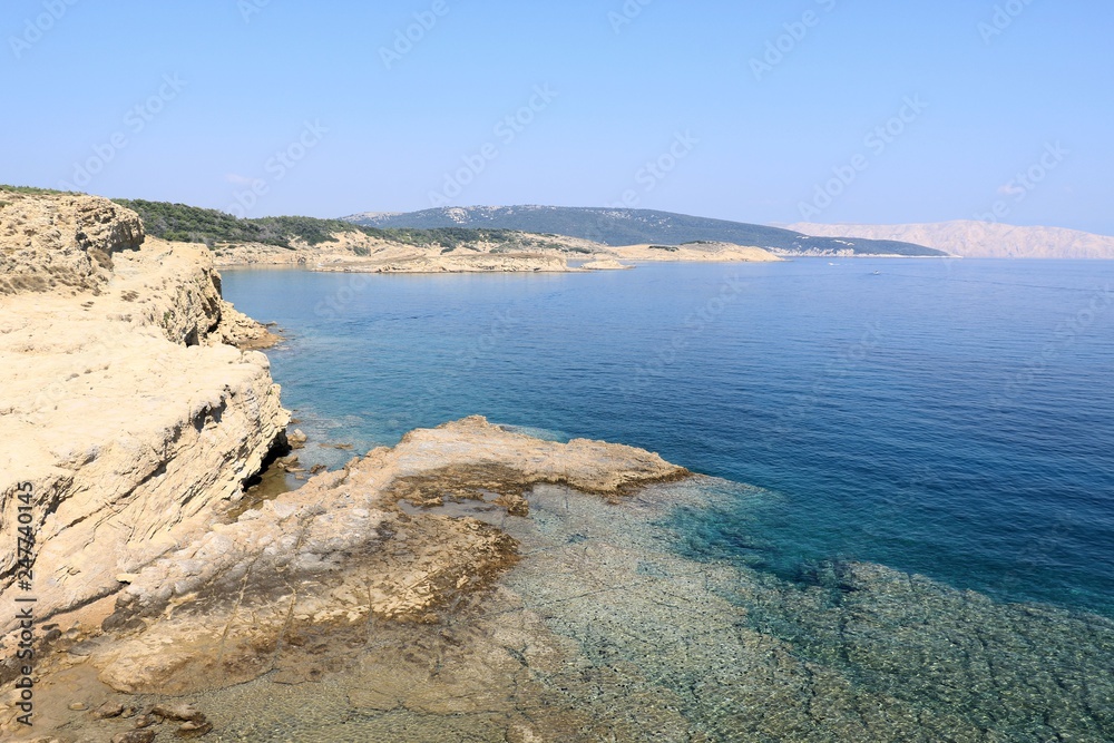 blue sea in Lopar, island Rab, Croatia blue sea in Lopar, island Rab, Croatia