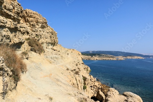 sandstone rock in Lopar, island Rab, Croatia
