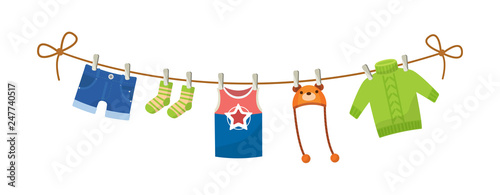 Set of baby clothes for children. Clothes for newborn boy.