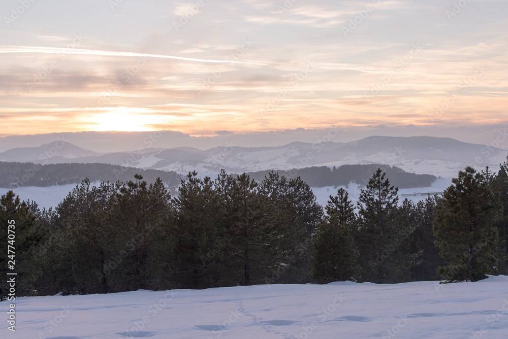 Beautiful sunset in the mountains