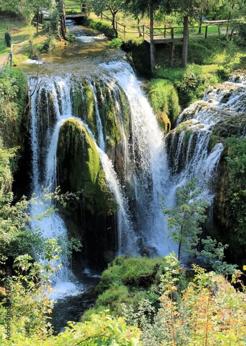 two waterfalls in Rastoke  Croatia