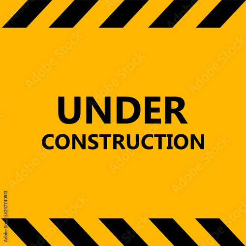 Under Construction Industrial Sign. Warning tape banner